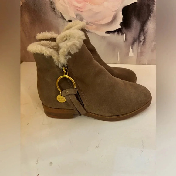 See by Chloe Womens Louise Taupe Leather Zip-On Ankle Boots Shoes - Picture 4 of 8